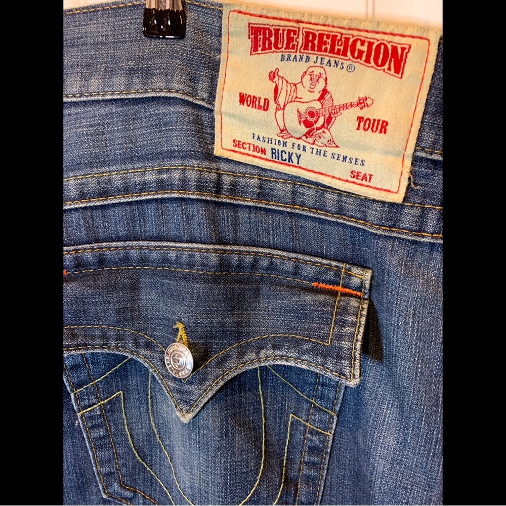 True Religion Brand Jeans World Tour Ricky Blue Jeans with Flap Pockets Size 42 - Picture 8 of 8